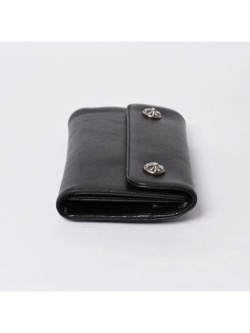 Chrome Hearts Wave Btn Novelty Blanc Wallet Cross Button Black